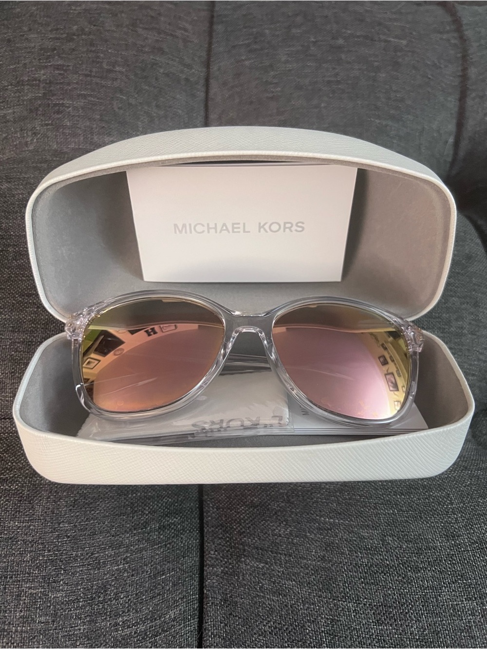 Michael Kors Clear Frame Sunglasses with Pink Lenses